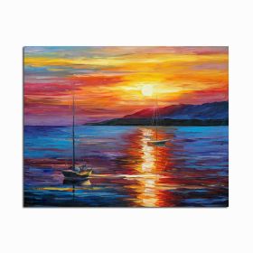 Modern Abstract Seascape Posters and Prints Wall Art Canvas Painting Sea Boat Decorative Pictures for Living Room Home Decor (size: 150X220cm)
