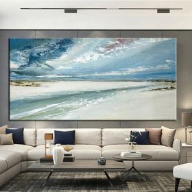 Hand Painted Oil Paintings Abstract Seascape Painting Beach Ocean  Living Room Hallway Luxurious Decorative Painting (Style: 01, size: 75X150CM)