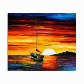 Frameless Abstract Sailing Seascape DIY Painting Handpainted Picture Painting On Canvas For Living Room Wall Artwork (size: 70X140cm)